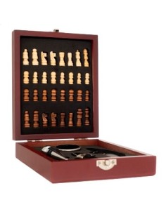 Set De Vino C/juego Ajedrez Caja Madera 59889 Pel02
