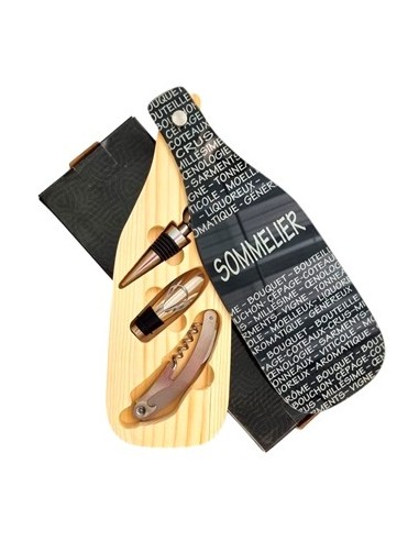 Set De Vino X3 Forma De Botella C/vidrio Y Madera Ca5447 Pk01