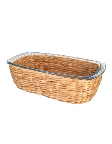 Fuente Rect. 27x14cm Vidrio P/horno C/ Ratan Ca5573 Pk01