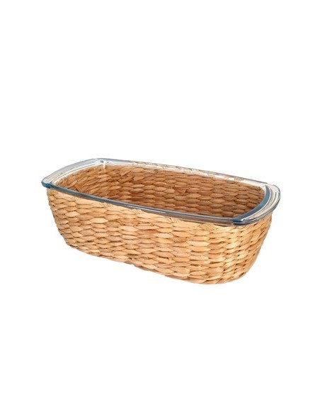 Fuente Rect. 27x14cm Vidrio P/horno C/ Ratan Ca5573 Pk01