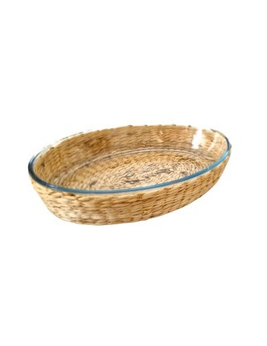 Fuente Oval 26cm Vidrio P/horno Funda Ratan Ca5568 Pk01