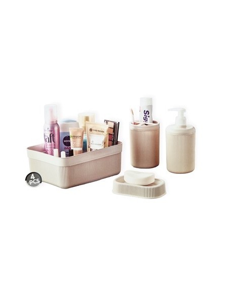 Set Bano Organizador Jabonera+disp. 4pzas Raya B4861 Dec01