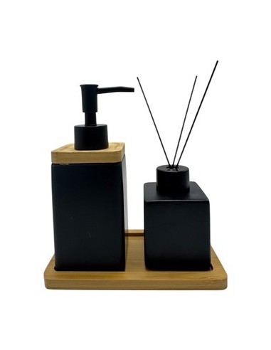 Set Bano Dispenser + Difusor Ceramica Y Bambu Mr1478 Cds