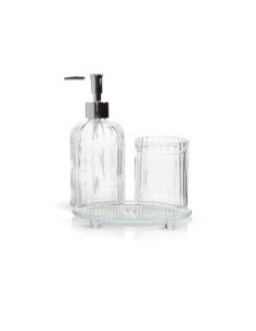 Set Bano 3 Pzas Vidrio Labrado B4641 B4642 B4643 Dec01