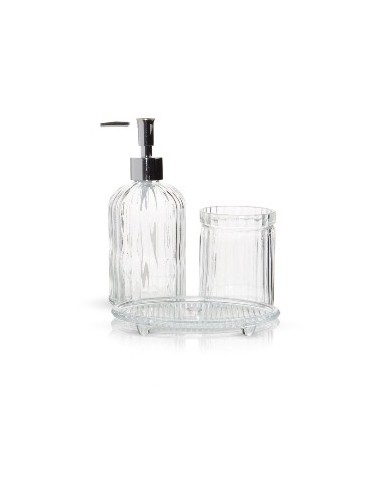 Set Bano 3 Pzas Vidrio Labrado B4641 B4642 B4643 Dec01