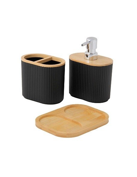 Set De Bano X3 Pzas Tapa Bambu Ba4063 Vgo01