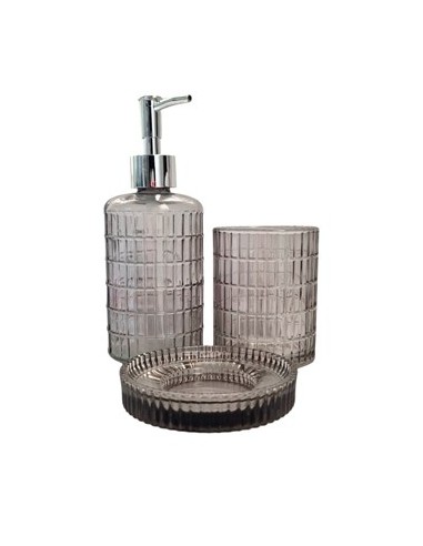 Set Bano X3 Pzas Vidrio Labrado 046ab8738/046ab8742 Dol01