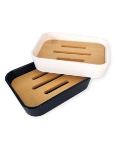 Jabonera Acrilico C/bambu Blanco-negro B4801 Dec01