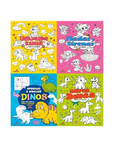 Libro Para Colorear 20x28 Unicornios/hadas/dino 479009/478002/482009/480005 Pedrito