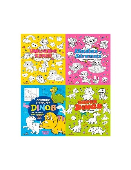 Libro Para Colorear 20x28 Unicornios/hadas/dino 479009/478002/482009/480005 Pedrito
