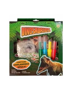 Libro P/colorear C/stencil-sopladores Spray Unicornio-dinosaurio-granja Caja 008 Och01