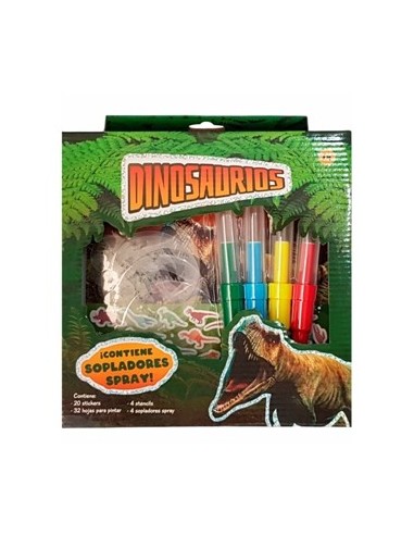 Libro P/colorear C/stencil-sopladores Spray Unicornio-dinosaurio-granja Caja 008 Och01