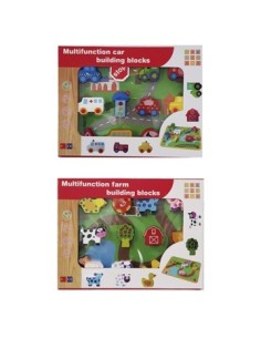 Bloques Madera Granja/autos Escenario Caja 6271-6272 Jte01