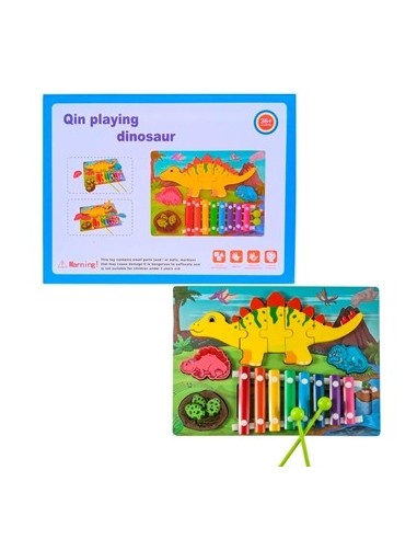 Xilofon C/rompecabezas De Madera Dino 24914 Col01