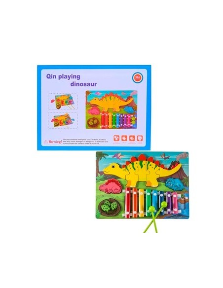 Xilofon C/rompecabezas De Madera Dino 24914 Col01