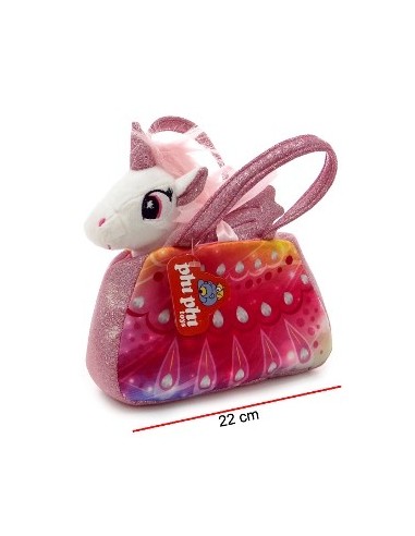 Cartera 18cm C/ Peluche Unicornio P/pasear 7923 Phi Phi