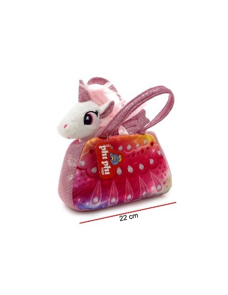 Cartera 18cm C/ Peluche Unicornio P/pasear 7923 Phi Phi