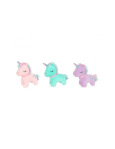 Unicornio 24cm C/flores Bordados Pelo Color 80866 Wd02