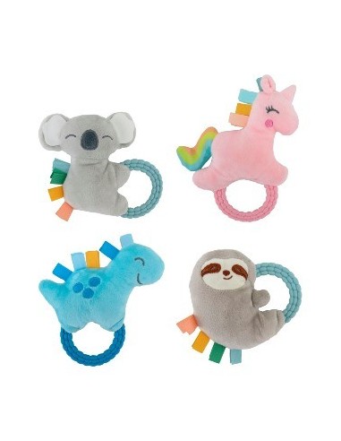 Sonajero 17cm Unicornio Dinosaurio Koala Rosa/celeste/gris C/mordillo 110418 59022 Wd02