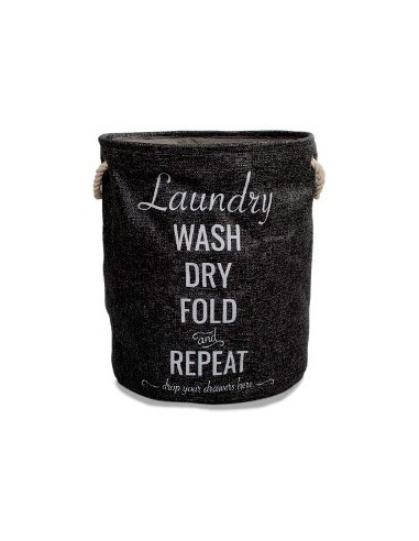 Cesto P/ropa 38cm Red. Tela Jean C/estampa Laundry B4282 Dec01 Ces0062 Moo10