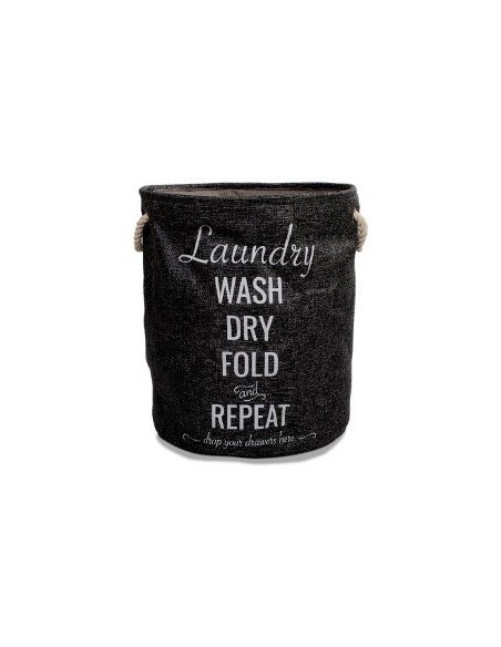 Cesto P/ropa 38cm Red. Tela Jean C/estampa Laundry B4282 Dec01 Ces0062 Moo10