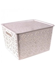 Canasto Rect. 36x29x22cm Labrado C/tapa 108007 108009 Dsa01