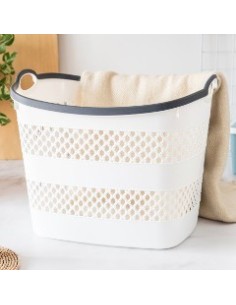 Canasto C/manija 45x37 Gris/blanco Calado A8538b/a8538g Dol01