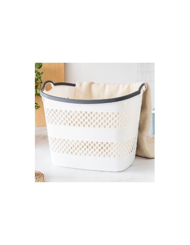 Canasto C/manija 45x37 Gris/blanco Calado A8538b/a8538g Dol01