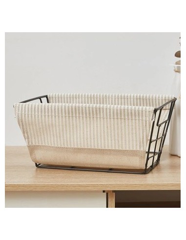 Canasto Metal 30x20x15cm C/funda De Tela 35165-7  35165-8 Woo01