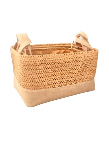 Canasto 37x26cm Rect. C/asa Hilo Arroz Beige Ca5316 Pk01