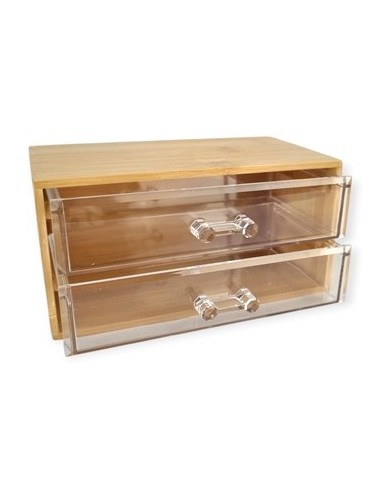 Caja 19x10cm Organizadora Bamboo C/2 Cajones Acrilico 300297 Pcu01