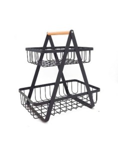 Frutera Doble Rectangular Metal Negra 57915361 Cr02 40138 Ben02