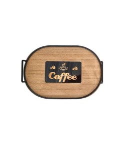 Bandeja 40cm Oval Madera C/asa Metal Ns353610 Pk01