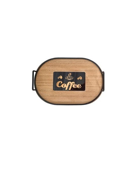 Bandeja 40cm Oval Madera C/asa Metal Ns353610 Pk01