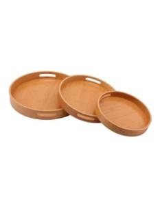 Bandeja 30cm Redonda Bamboo C/asa Woo01