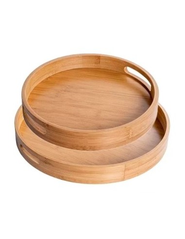 Bandeja 35cm Redonda Bamboo C/asa Woo01