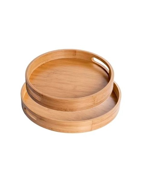 Bandeja 35cm Redonda Bamboo C/asa Woo01