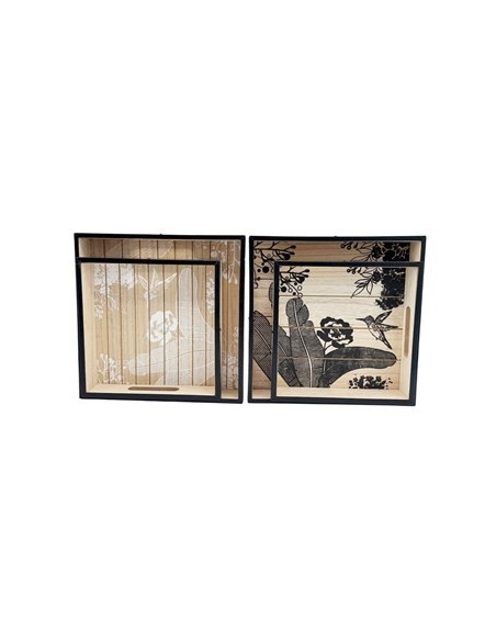 Bandeja Cuadrada Setx2 Madera C/diseno