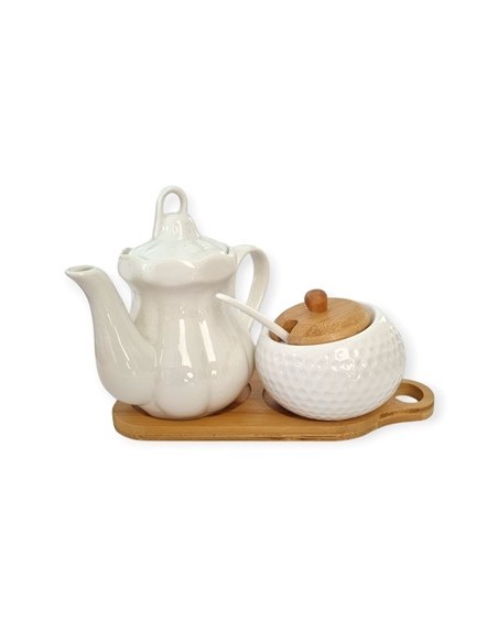 Set Azucarera + Lechera Ceramica C/tapa Bamboo 302196 302208 Pcu01