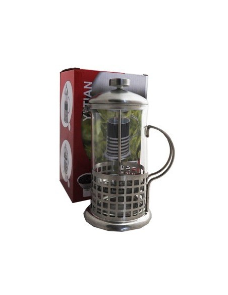 Cafetera 600ml Vidrio Malla Metal C/embolo En Caja 57911329 Cr02