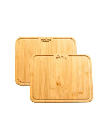 Plato X 2 Para Asado 21x26cm Madera Bamboo Bp01 Hud01