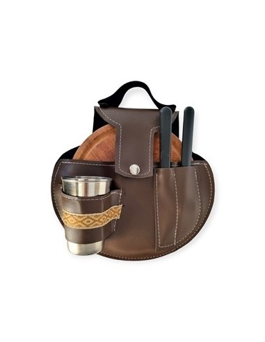 Set Asado Plato 22cm Red. C/cubiertos Y Estuche Eco Cuero- 420 70102 Org01 Mar02 (p)