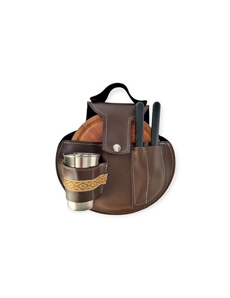 Set Asado Plato 22cm Red. C/cubiertos Y Estuche Eco Cuero- 420 70102 Org01 Mar02 (p)