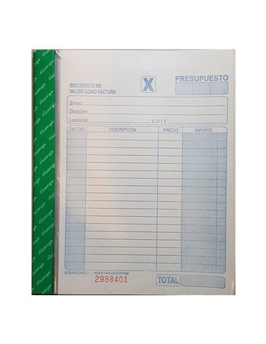 Talonario Duplicado Gde 14x19.5cm Alianza 8206 Mil28 (b5)