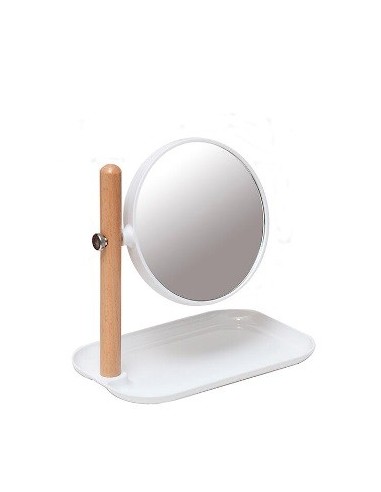 Espejo Red. Doble Faz C/base Plast. Y Soporte Madera Ep17214 Vgo01