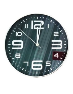 Reloj Pared 30cm Numeros Plateados Fondo Negro 51724 Ben02