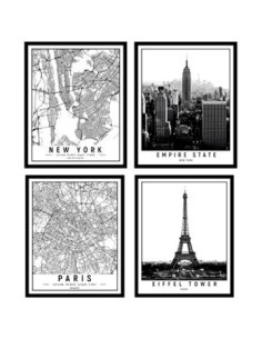 Cuadro 40x50cm M/negro Ciudades Animales Moldura 03 184  118 416 Tn02 (m)