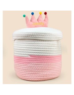 Canasto Algodon 39x26x29 Redondo C/tapa 50767 Sf01