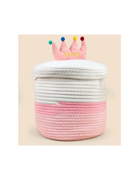 Canasto Algodon 39x26x29 Redondo C/tapa 50767 Sf01