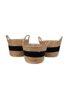 Canasto 28x19cm Mimbre C/manija Nat C/diseno Negro Fn12 Gal01